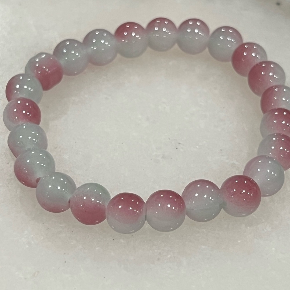 Pink Gray Beaded Bracelet | Y2K Cute Girly Jewelry Coquette Aesthetic